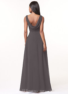 Azazie Karina Bridesmaid Dresses Steel Grey A-Line Pleated Chiffon Dress image2