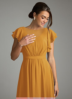 Azazie Daphne vestidos de dama de honor modestos Vestido de Corte en A Volantes Hasta el suelo Gasa image5