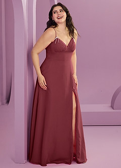 Barbie ♥ Azazie Robes de demoiselle d'honneur Robe Trapèze en Mousseline de soie avec poches Merlot image9