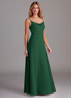 Azazie Daenerys Bridesmaid Dresses Dark Green A-Line Cowl Chiffon Dress image5