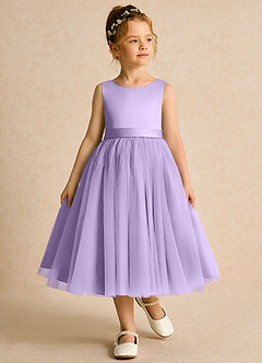 Azazie Pear Flower Girl Dresses Lilac Ball-Gown Bow Tulle Dress image4