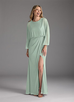 Azazie Ysabella Mother of the Bride Dresses Agave Mermaid Pleated Mesh Dress image9