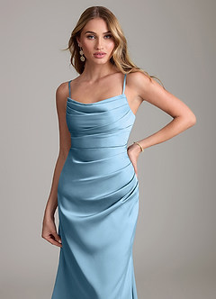 Azazie Lucille Bridesmaid Dresses Steel Blue Mermaid Strapless Stretch Satin Convertible Dress image5