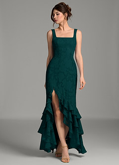 Azazie Apolline Bridesmaid Dresses Pine Mermaid Corset Floral Burnout Dress image4