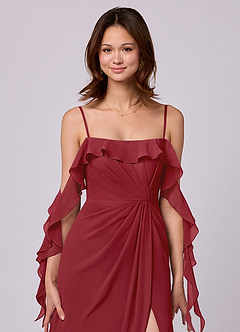 Barbie ♥ Azazie Bridesmaid Dresses Pomegranate A-Line Off the Shoulder Chiffon Convertible Dress image2