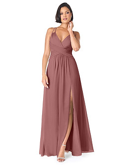 Azazie Farren Final Sale Desert Rose A-Line Pleated Chiffon Convertible Dress image1
