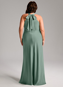Azazie Doretta Bridesmaid Dresses Silver Sage Mermaid Pleated Stretch Satin Dress image11