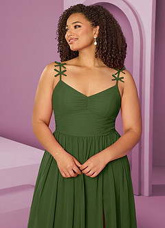 Barbie ♥ Azazie Bridesmaid Dresses Olive A-Line Pleated Chiffon Dress image6
