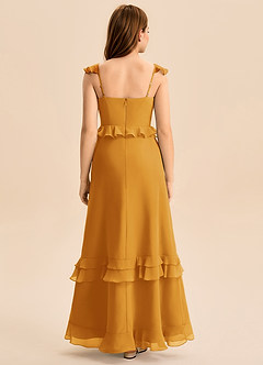 Azazie Tavie Junior Vestido de Caramelo de Gasa de Corte en A con Volante image2