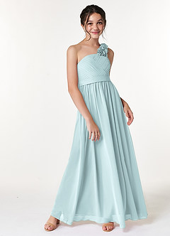 Azazie Flower Junior Mist A-Line Pleated Chiffon Dress image3