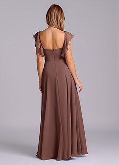 Azazie Leilani Bridesmaid Dresses Espresso A-Line Pleated Chiffon Dress image2