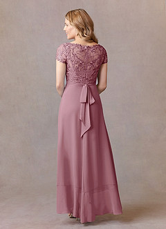Azazie Mamie Mère de la mariée Robes Robe Trapèze en Mousseline de soie Dentelle Mauve Vintage image4