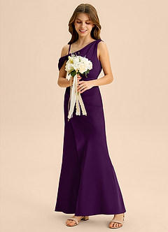 Azazie Madelyn Junior Klä av Tubklänning i Stretch Satin Av axeln image5