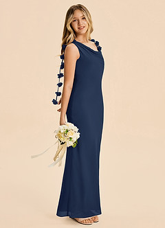 Azazie Sia Junior Dark Navy Sheath Chiffon Dress image4