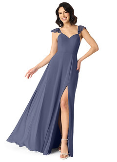 Azazie Everett Bridesmaid Dresses Stormy A-Line V-neck Ruched Chiffon Dress image1
