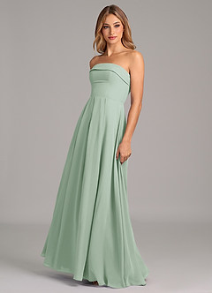 Azazie Lucienne Bridesmaid Dresses Agave A-Line Strapless Chiffon Convertible Dress image4