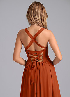 Azazie Francis Brautjungfernkleider A-Linie Korsett Chiffon Kleid Gebranntes Orange image7