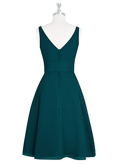 Azazie Diana Final Sale Pine A-Line Pleated Chiffon Dress image7