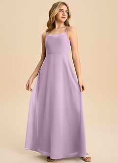 Azazie Shale Junior Wisteria A-Line Bow Chiffon Dress image4