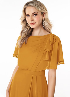 Azazie Aaliyah Modest Bridesmaid Dresses A-Line Scoop Pleated Chiffon Floor-Length Dress image5