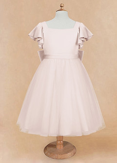 Azazie Kaeya Flower Girl Dresses Rose Petal A-Line Bow Tulle Dress image5