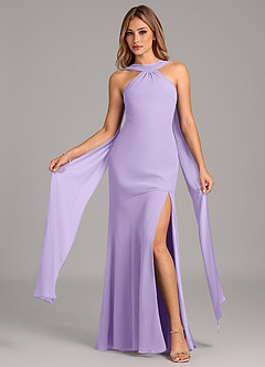 Azazie Kinsley Robes de demoiselle d'honneur Robe Sirène en Mousseline de soie Plissée Lilas image5