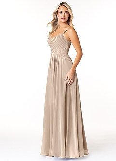 Azazie Lisbon Final Sale Taupe A-Line Sweetheart Neckline Chiffon Dress image4
