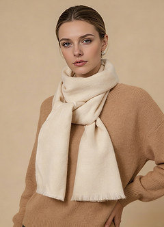 front Kasjmier sjaal met gerafelde rand