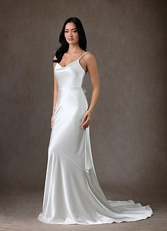 Azazie Kayla Wedding Dresses Diamond White Mermaid Charmeuse Dress image6