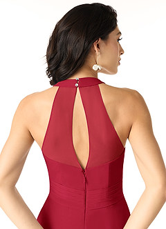 Azazie Danica Bridesmaid Dresses Scarlet A-Line Pleated Chiffon Dress image5