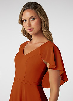 Azazie Jamie Bridesmaid Dresses Paprika A-Line Chiffon Dress image6