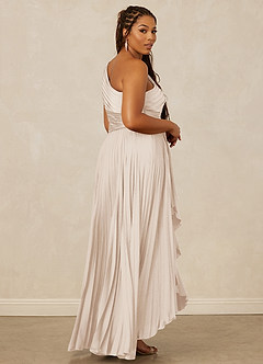 Christian Siriano Bridal for Azazie 1008 Bridesmaid Dresses White Alabaster A-Line One Shoulder Stretch Satin Dress image5