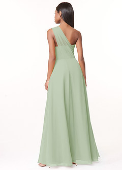 Azazie Ashley Bridesmaid Dresses Dusty Sage A-Line Ruched Chiffon Dress image2