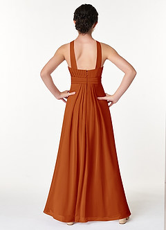 Azazie Anthea Junior Paprika Pleated Chiffon Dress image2