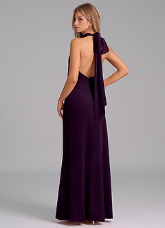 Azazie Velli Robes de demoiselle d'honneur Robe Sirène en velours Col Haut Grain De Raisin image6