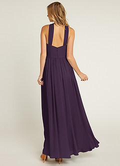 Azazie Jacey Bridesmaid Dresses Plum A-Line Pleated Chiffon Dress image2