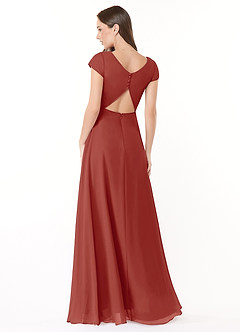 Azazie Hainsly Bridesmaid Dresses Terracotta A-Line Sweetheart Neckline Chiffon Dress image2