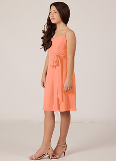 Azazie Doll Junior Sunset A-Line Bow Chiffon Dress image3