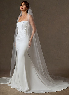 front Minimalist Raw-Edge Cathedral Bridal Veil