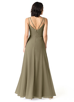 Azazie Janine Bridesmaid Dresses Willow Green A-Line V-Neck Chiffon Dress image4
