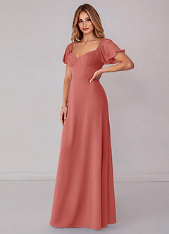 Azazie Fatima Bridesmaid Dresses Antique Rose A-Line with Pockets Chiffon Dress image4