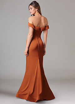 Azazie Everly Brudtärnklänningar Klänning av Sjöjungfru i Stretch Satin Av axeln Kanel Konvertibel image5