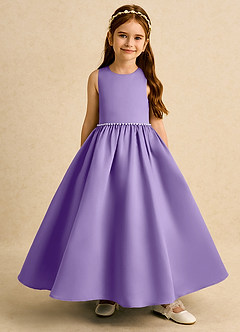 Azazie Daisies Flower Girl Dresses Tahiti Ball-Gown Bow Matte Satin Dress image2
