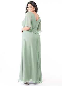 Azazie Cierra Final Sale Agave A-Line V-Neck Chiffon Dress image12