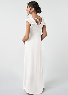 Azazie Claudine Junior White A-Line Pleated Chiffon Dress image4