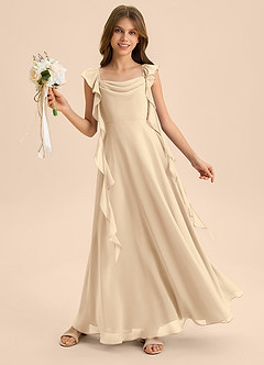 Azazie Carmin Junior Klä av A-Line i Chiffong Rynkad image4