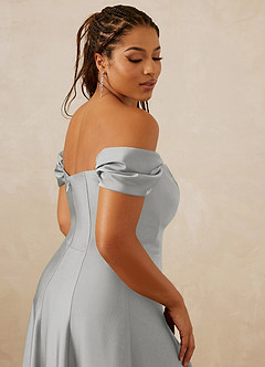 Christian Siriano Bridal for Azazie 1002 Brautjungfernkleider Wandelbar A-Linie Schulterfrei Stretch-Satin Kleid Silber image10