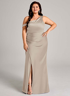 Azazie Madelyn Bridesmaid Dresses Frost Mermaid One Shoulder Stretch Satin Convertible Dress image9