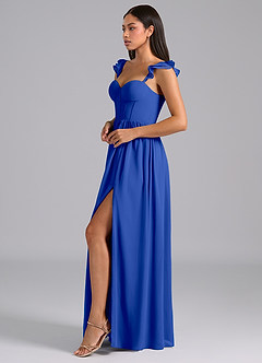 Azazie Denisse Suknie dla druhen Linia A Marszczony Szyfon Do ziemi Sukienka image3