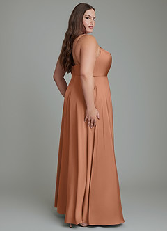 Azazie Sarella Brautjungfernkleider A-Linie Plissee Stretch-Satin Kleid Bronzer image7